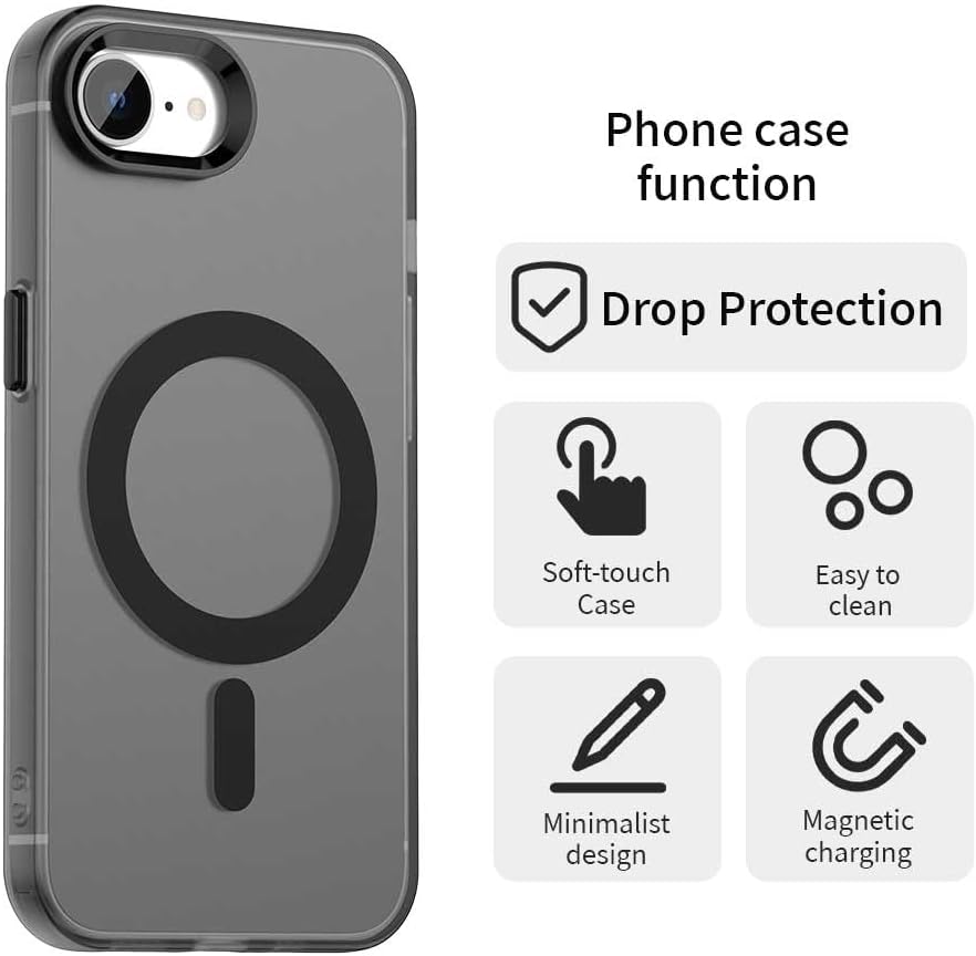 TPU magnetic candy color mobile phone case for iPhone 16E, supports wireless charging, four-corner airbag protection, military anti-fall mobile phone case Red