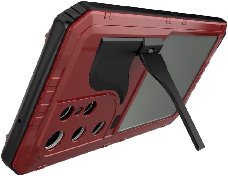 iTape Case for Samsung Galaxy S23 Ultra, 360° Waterproof IP68 Shockproof Hard Shell Metal Military Heavy Duty Rugged Protective Case for Samsung Galaxy S23 Ultra Magnetic Wireless Charging Red
