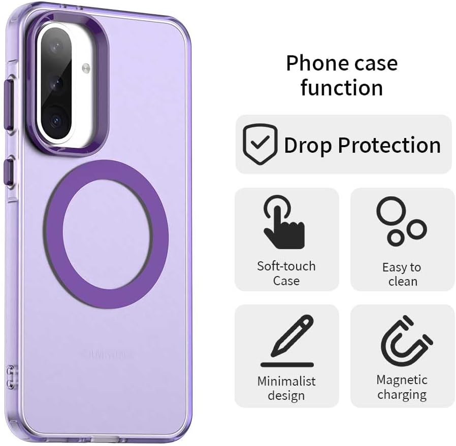 iTape TPU magnetic candy color mobile phone case for Samsung Galaxy A56 5G, supports wireless charging, four-corner airbag protection, military anti-fall mobile phone case Orange