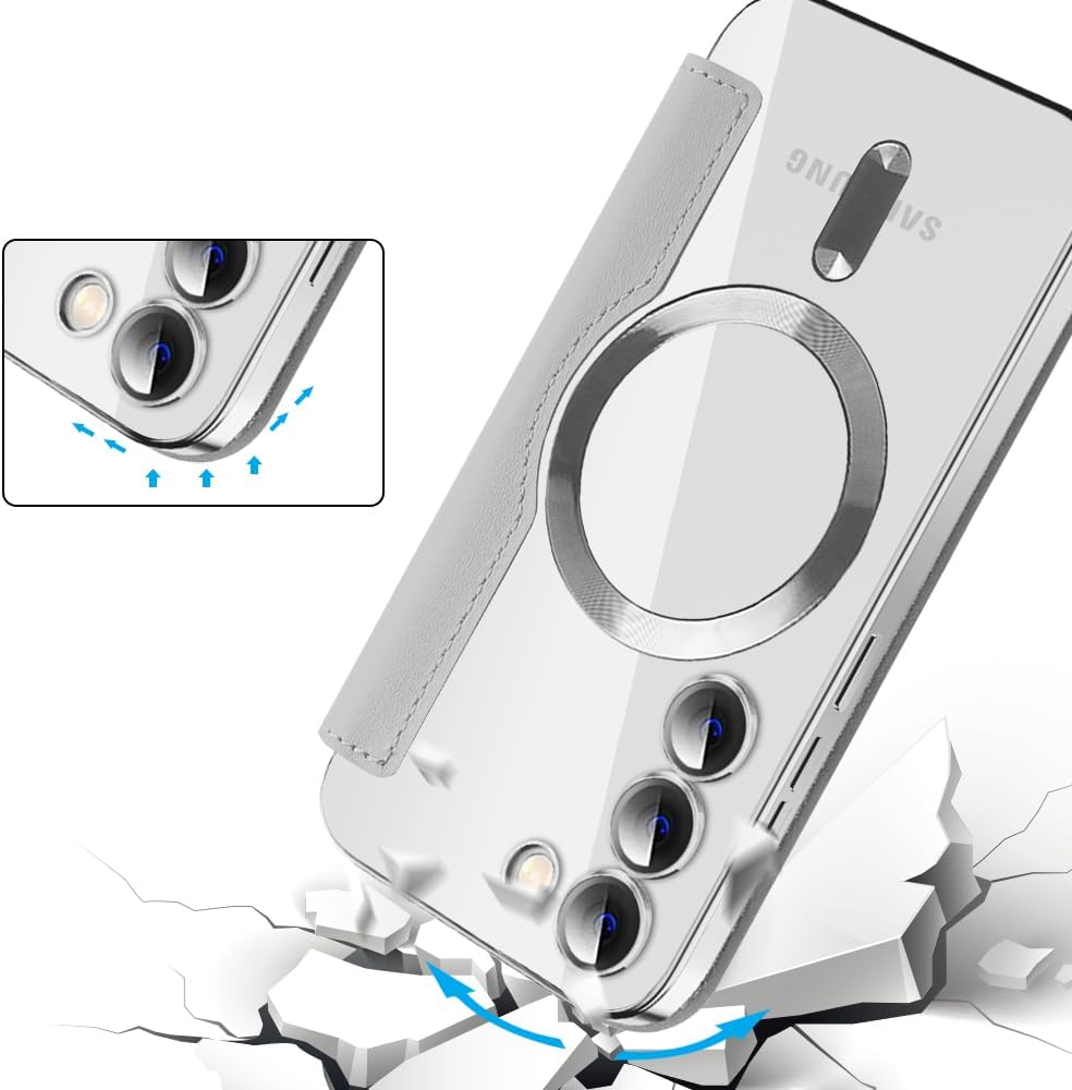iTape Wallet phone case suitable for Samsung Galaxy S23 with [Credit Card Holder][RFID Blocking], compatible with magnetic wireless charging Green