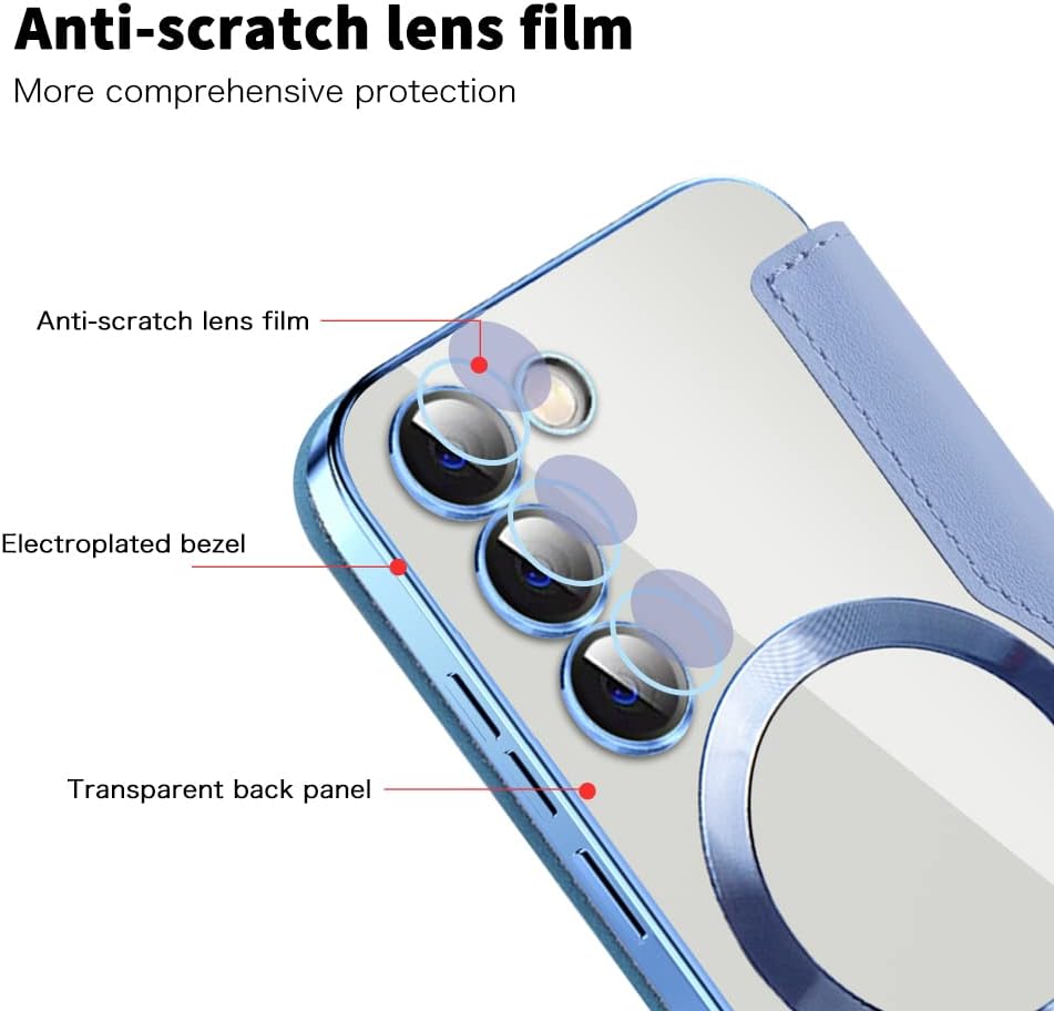 iTape Wallet phone case suitable for Samsung Galaxy S23 with [Credit Card Holder][RFID Blocking], compatible with magnetic wireless charging Green