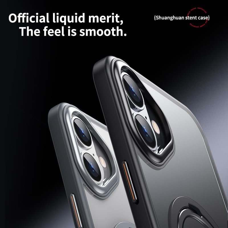 Silicone phone case for iPhone 16, translucent phone case military shockproof protection ultra-thin case, magnetic car mount, supports wireless charging transparent