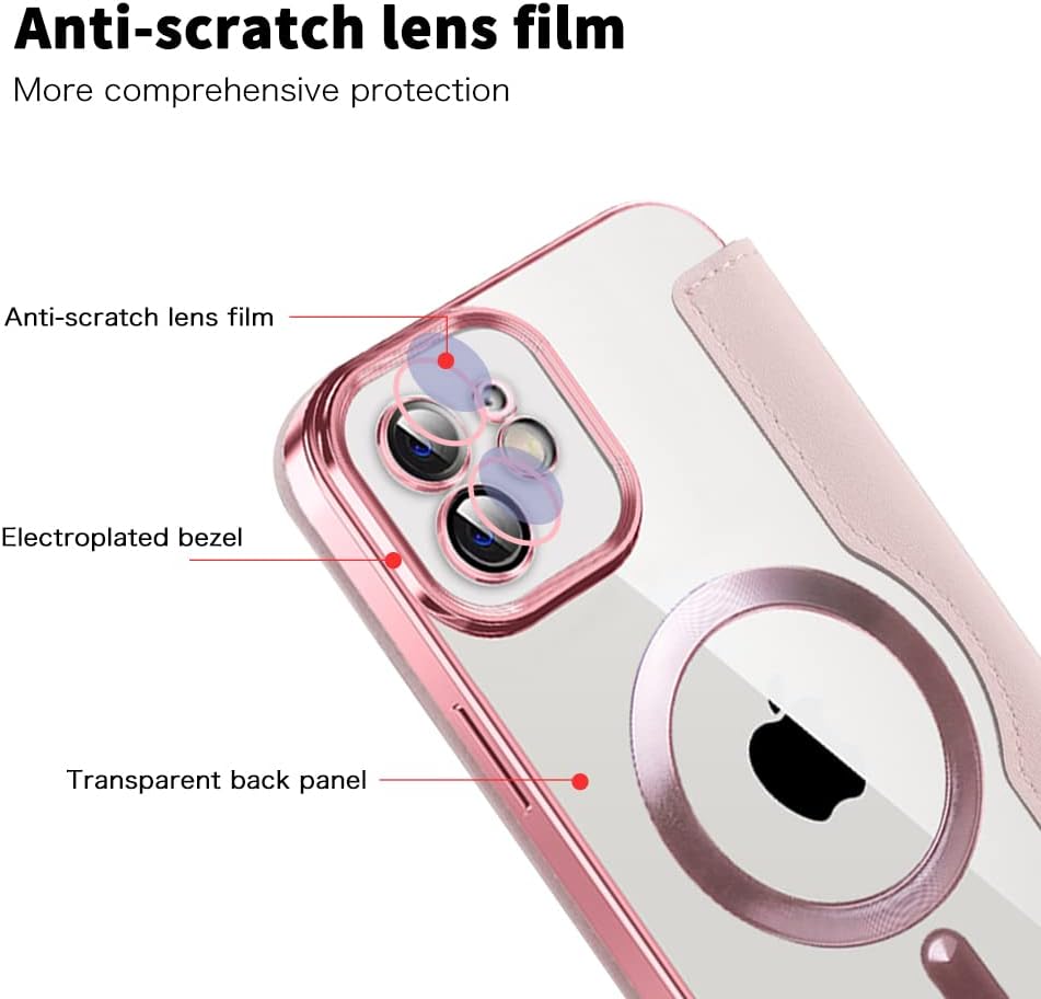 Wallet phone case suitable for iPhone 11 with [Credit Card Holder][RFID Blocking], compatible with magnetic wireless charging Green