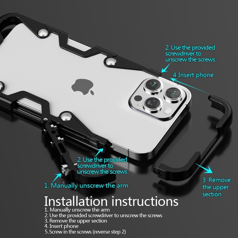 iTape Robotic arm metal phone case for Xiaomi 14T, steampunk gothic style phone case, mechanical enthusiasts Black