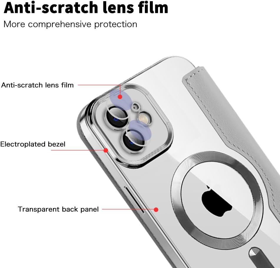 Wallet phone case suitable for iPhone 11 with [Credit Card Holder][RFID Blocking], compatible with magnetic wireless charging Green