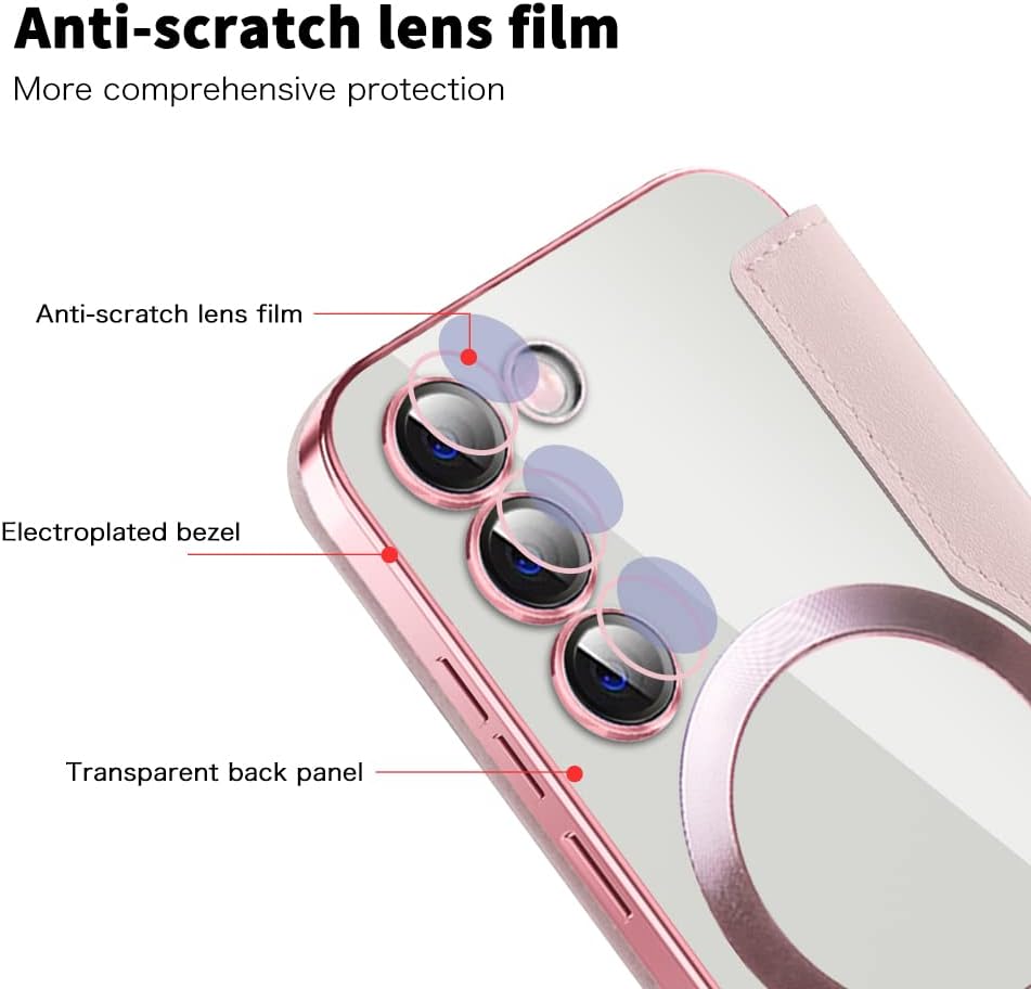 iTape Wallet phone case suitable for Samsung Galaxy S23 with [Credit Card Holder][RFID Blocking], compatible with magnetic wireless charging Green