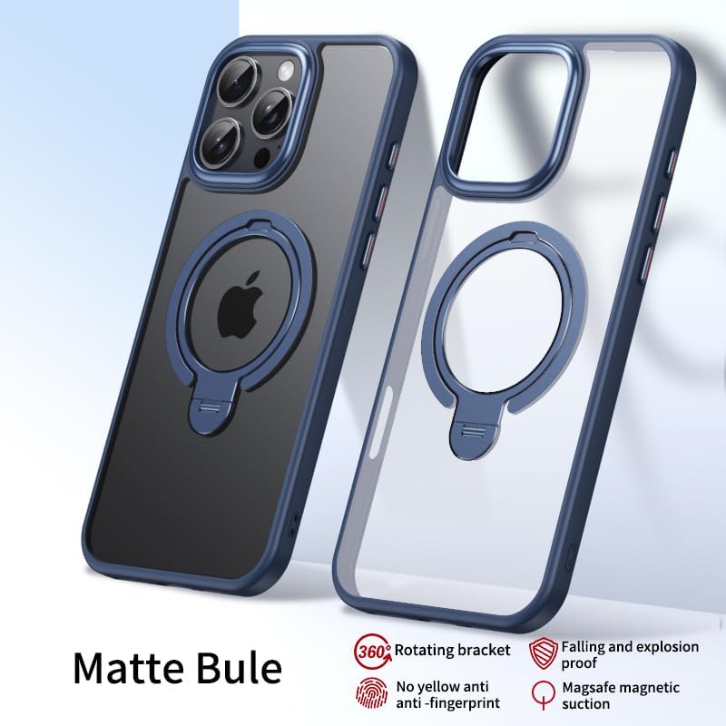 Silicone phone case for iPhone 16 Pro max, translucent phone case military shockproof protection ultra-thin case, magnetic car mount, supports wireless charging Black