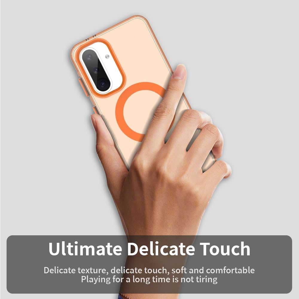 iTape TPU magnetic candy color mobile phone case for Samsung Galaxy A56 5G, supports wireless charging, four-corner airbag protection, military anti-fall mobile phone case Orange