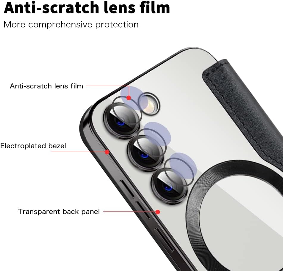 iTape Wallet phone case suitable for Samsung Galaxy S23 with [Credit Card Holder][RFID Blocking], compatible with magnetic wireless charging Green