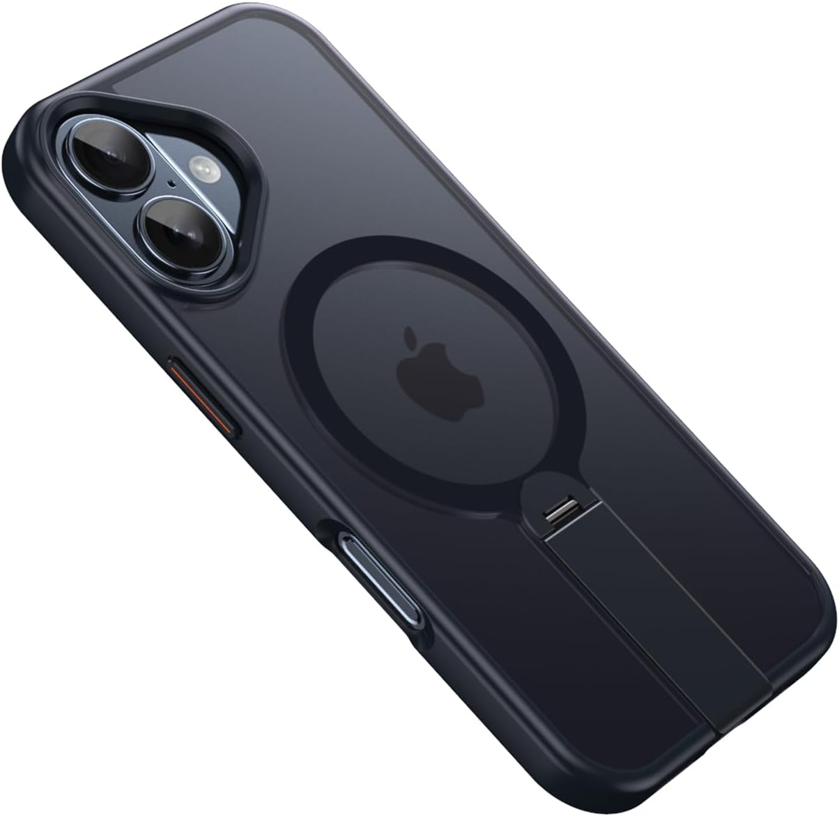 Magnetic phone case for iPhone 16, supports wireless charging, 360° rotating invisible bracket, military-grade anti-drop protection Blue
