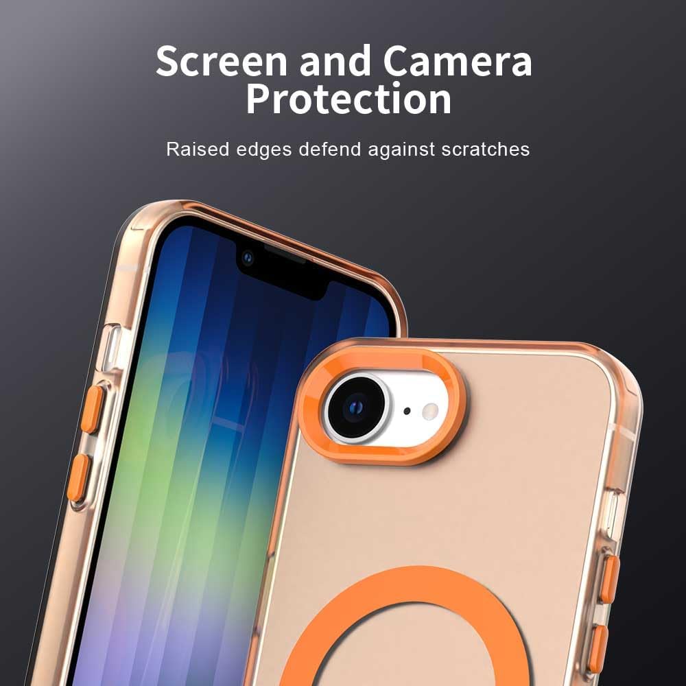 TPU magnetic candy color mobile phone case for iPhone 16E, supports wireless charging, four-corner airbag protection, military anti-fall mobile phone case Red