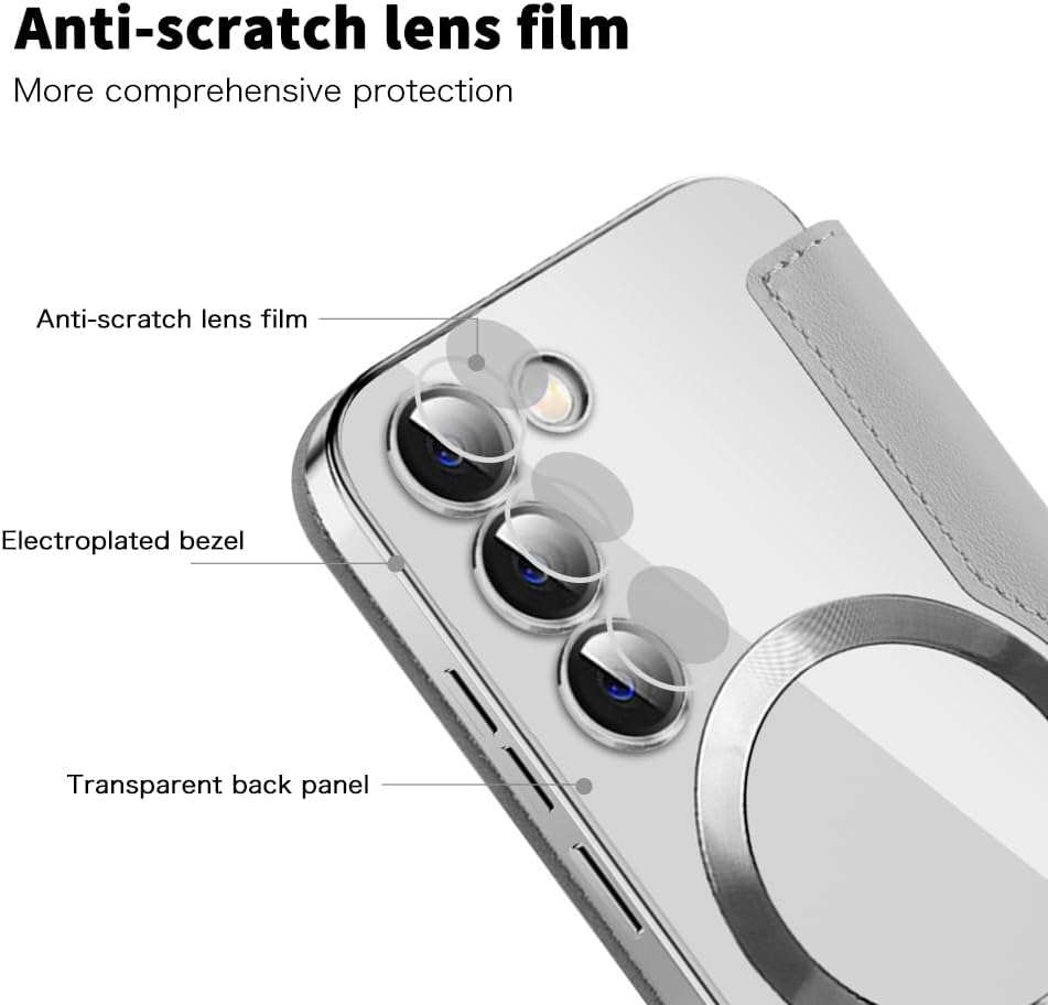 iTape Wallet phone case suitable for Samsung Galaxy S23 with [Credit Card Holder][RFID Blocking], compatible with magnetic wireless charging Green