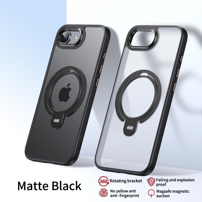 Silicone phone case for iPhone 16E, translucent phone case military shockproof protection ultra-thin case, magnetic car mount, supports wireless charging transparent