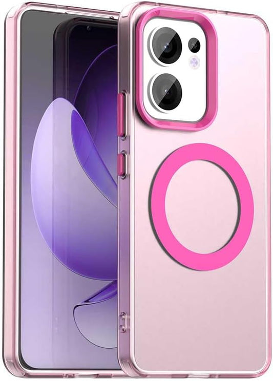 iTape TPU magnetic candy color mobile phone case for OPPO Reno 13F 5G, supports wireless charging, four-corner airbag protection, military anti-fall mobile phone case Red
