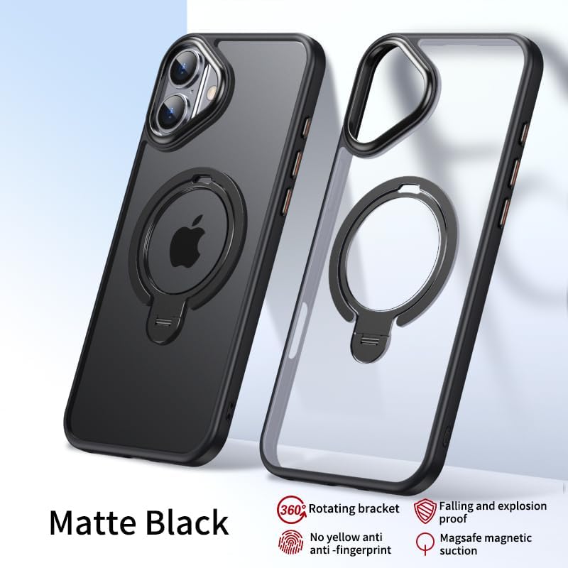 Silicone phone case for iPhone 16, translucent phone case military shockproof protection ultra-thin case, magnetic car mount, supports wireless charging transparent