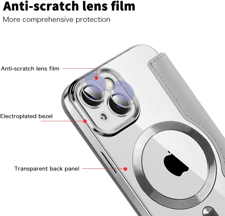 Wallet phone case suitable for iPhone 13 with [Credit Card Holder][RFID Blocking], compatible with magnetic wireless charging Green