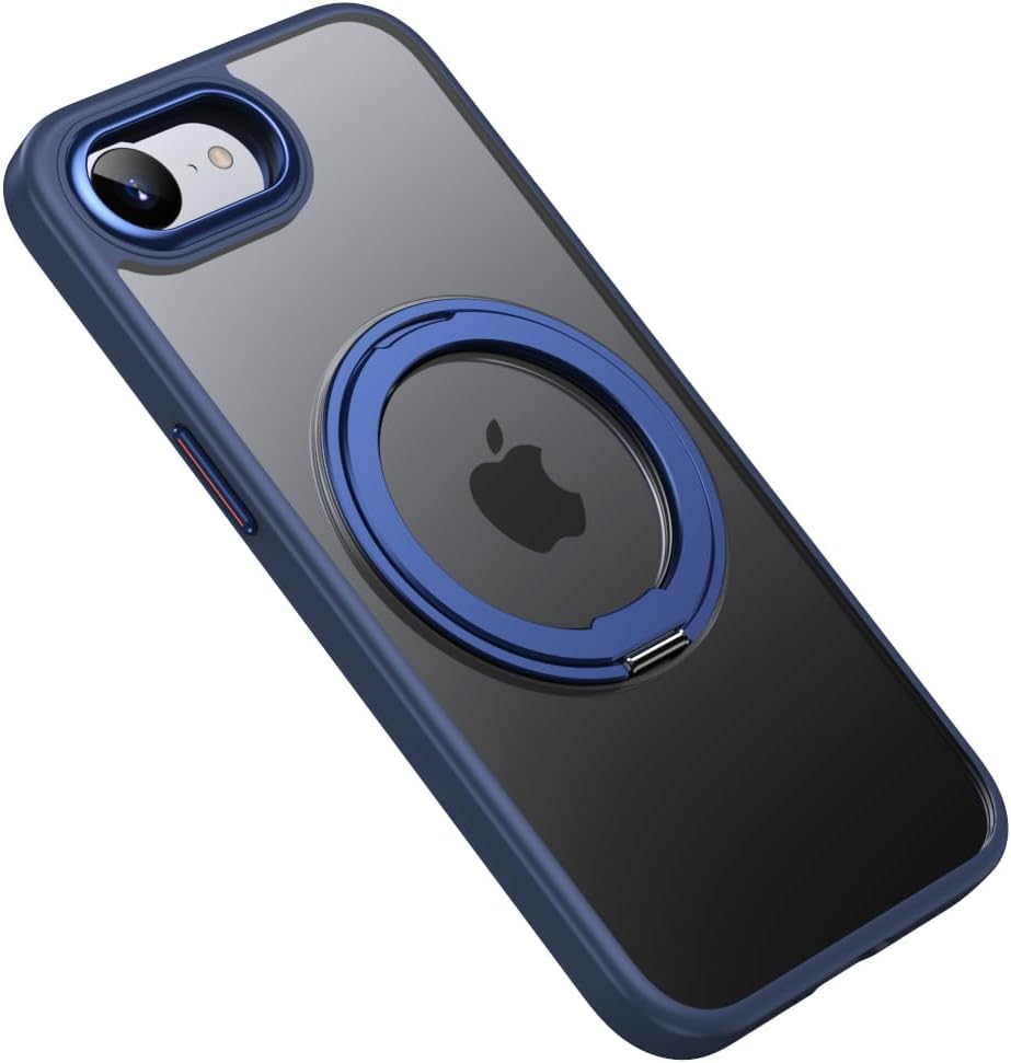 Magnetic transparent mobile phone case for iPhone 16E, supports wireless charging, 360° magnetic bracket two-in-one, military anti-fall, car magnetic