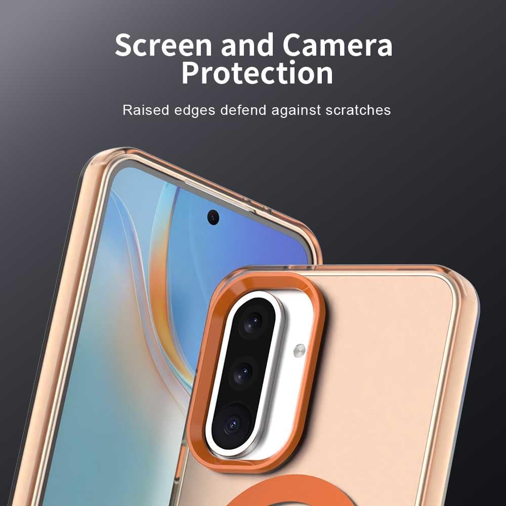 iTape TPU magnetic candy color mobile phone case for Samsung Galaxy A56 5G, supports wireless charging, four-corner airbag protection, military anti-fall mobile phone case Orange