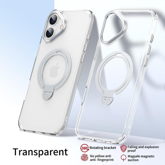 Silicone phone case for iPhone 16, translucent phone case military shockproof protection ultra-thin case, magnetic car mount, supports wireless charging transparent