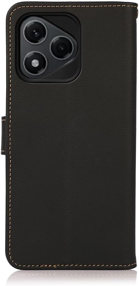 iTape Genuine leather phone case for Honor 400 Lite, cowhide RFID anti-theft brush phone case with card slot and shockproof flip cover Black