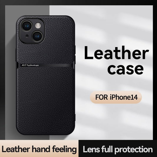 Leather phone case suitable for iPhone 14, soft touch, shockproof, dustproof, anti-slip phone case magnetic car mount Support wireless charging navy