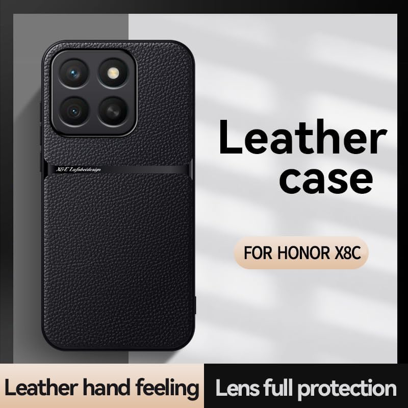 iTape Leather phone case suitable for Honor X8c, soft touch, shockproof, dustproof, anti-slip phone case magnetic car mount Wireless charging navy