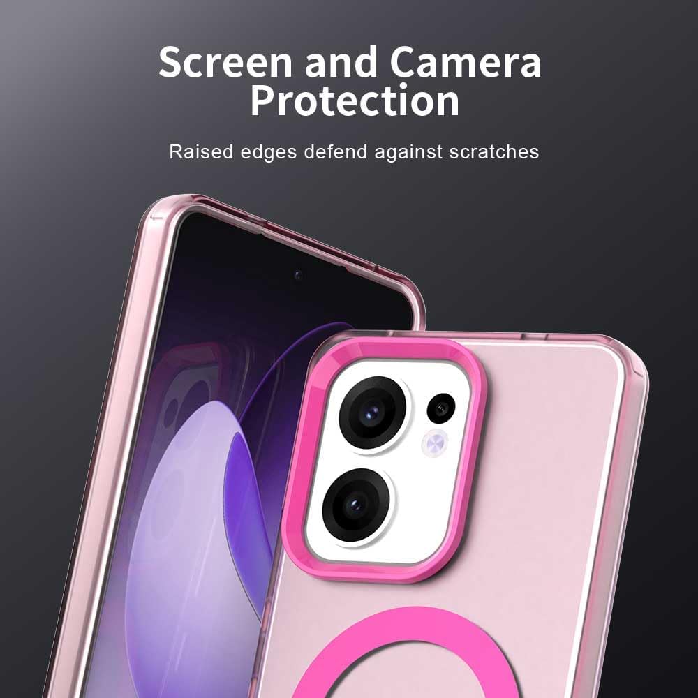 iTape TPU magnetic candy color mobile phone case for OPPO Reno 13F 5G, supports wireless charging, four-corner airbag protection, military anti-fall mobile phone case Red