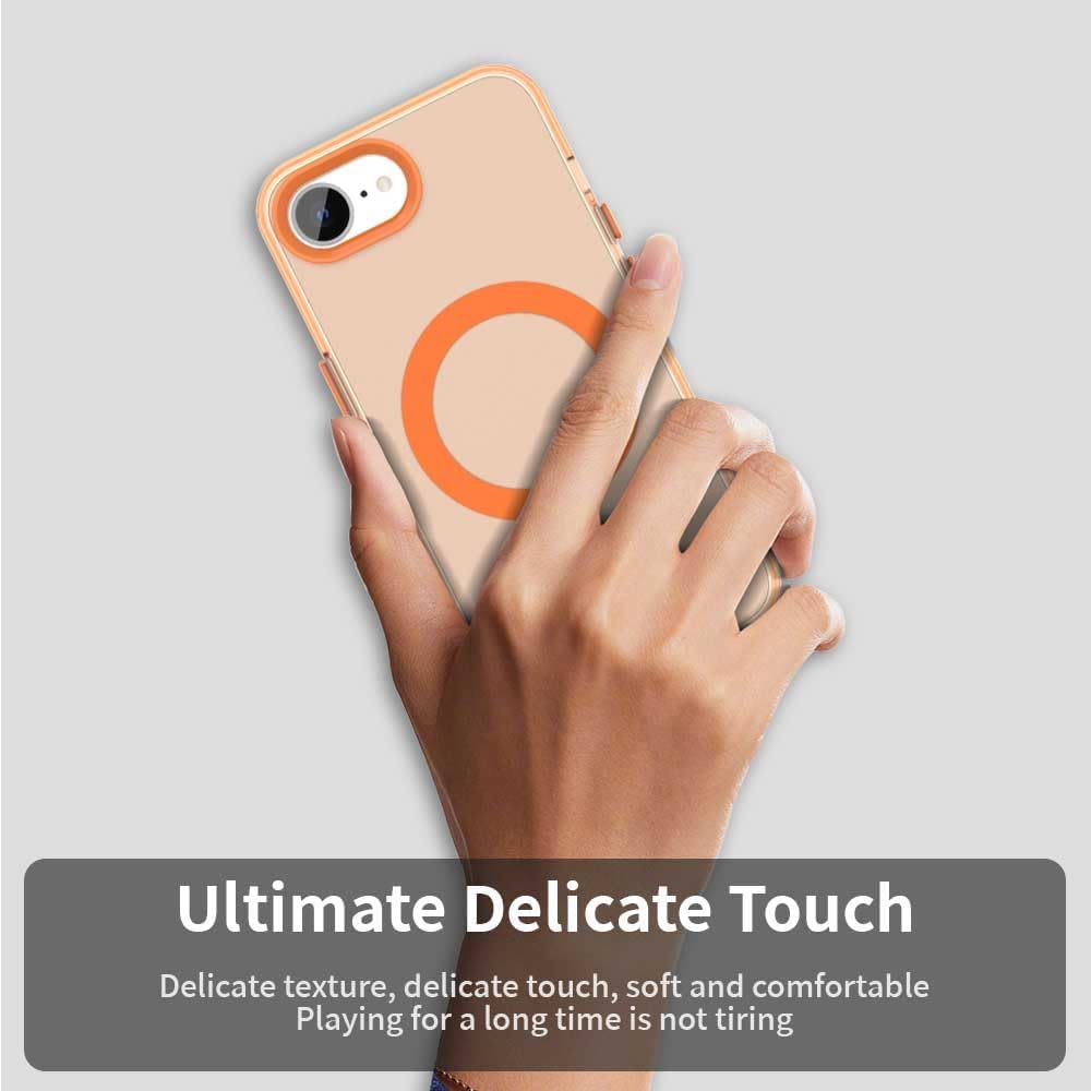 TPU magnetic candy color mobile phone case for iPhone 16E, supports wireless charging, four-corner airbag protection, military anti-fall mobile phone case Red