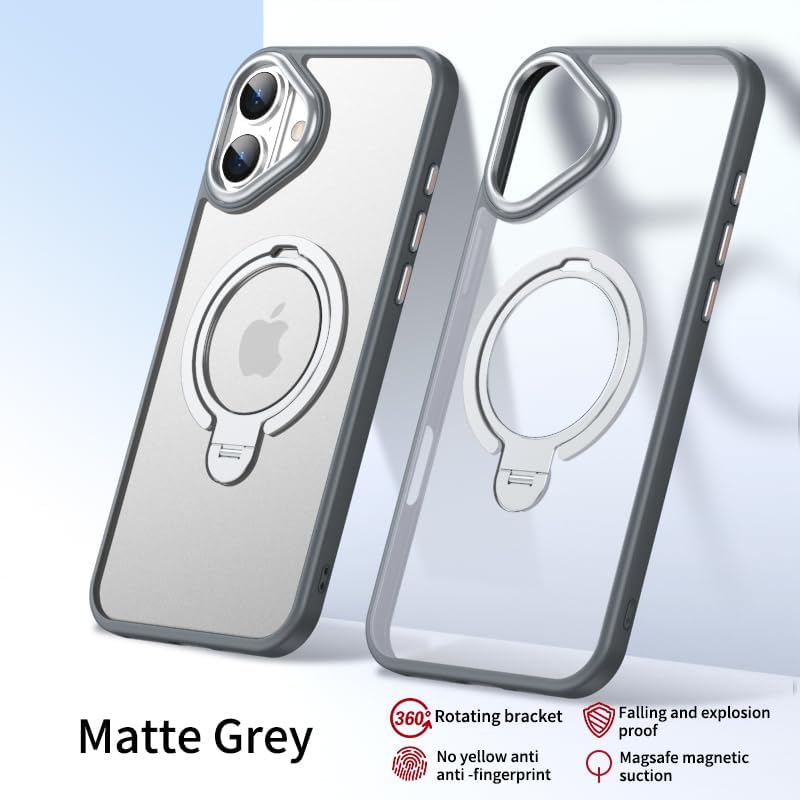 Silicone phone case for iPhone 16, translucent phone case military shockproof protection ultra-thin case, magnetic car mount, supports wireless charging transparent