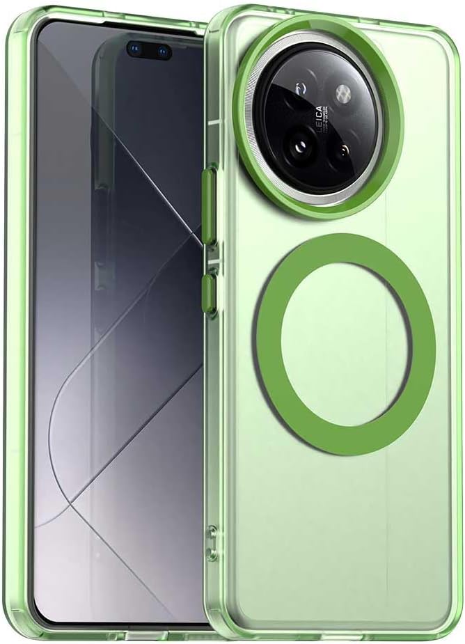 iTape TPU candy phone case for Xiaomi 14 Civi, supports wireless charging, four-corner airbag protection, military anti-fall phone case Green