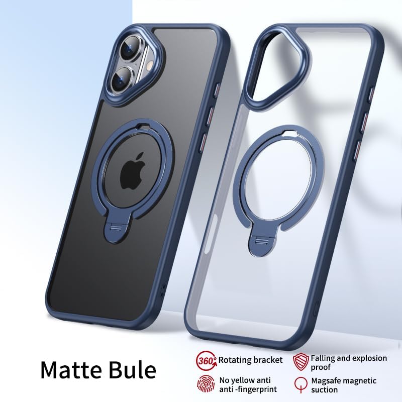 Silicone phone case for iPhone 16, translucent phone case military shockproof protection ultra-thin case, magnetic car mount, supports wireless charging transparent