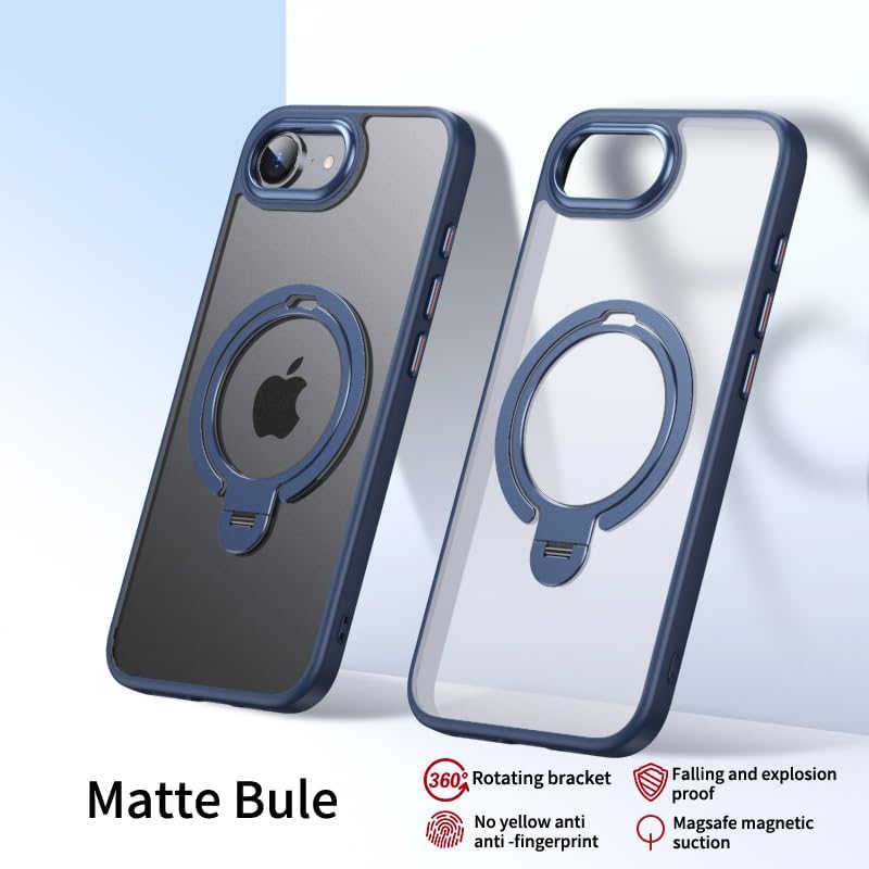 Silicone phone case for iPhone 16E, translucent phone case military shockproof protection ultra-thin case, magnetic car mount, supports wireless charging transparent