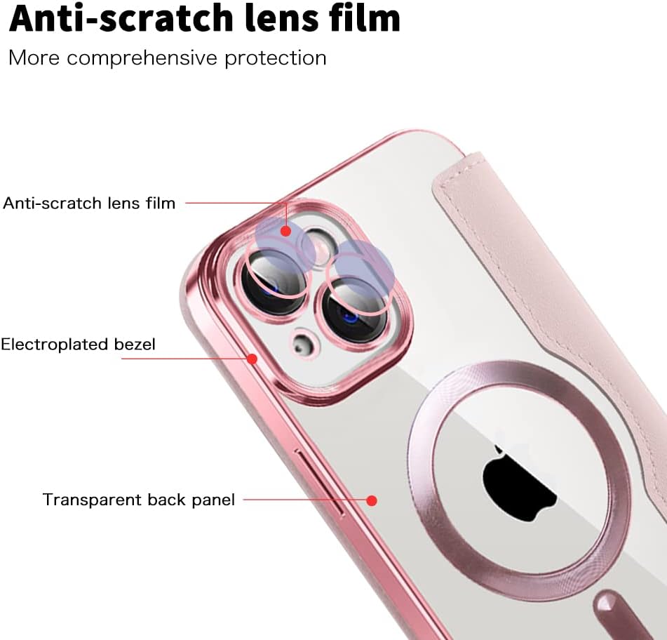 Wallet phone case suitable for iPhone 13 with [Credit Card Holder][RFID Blocking], compatible with magnetic wireless charging Green