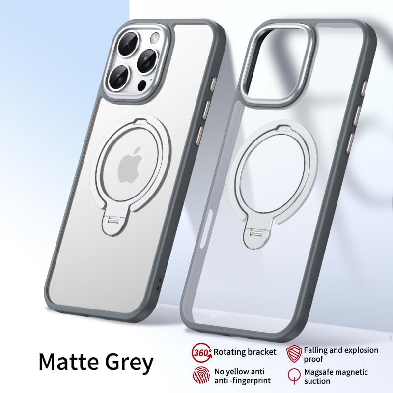 Silicone phone case for iPhone 16 Pro max, translucent phone case military shockproof protection ultra-thin case, magnetic car mount, supports wireless charging Black