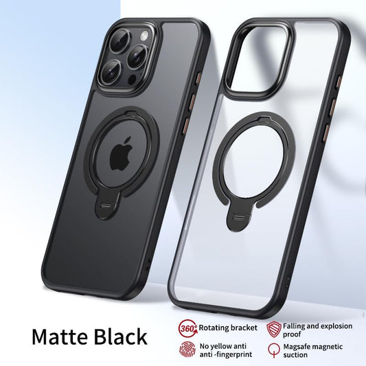 Silicone phone case for iPhone 16 Pro max, translucent phone case military shockproof protection ultra-thin case, magnetic car mount, supports wireless charging Black