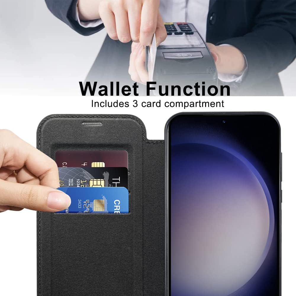 iTape Wallet phone case suitable for Samsung Galaxy S23 with [Credit Card Holder][RFID Blocking], compatible with magnetic wireless charging Green