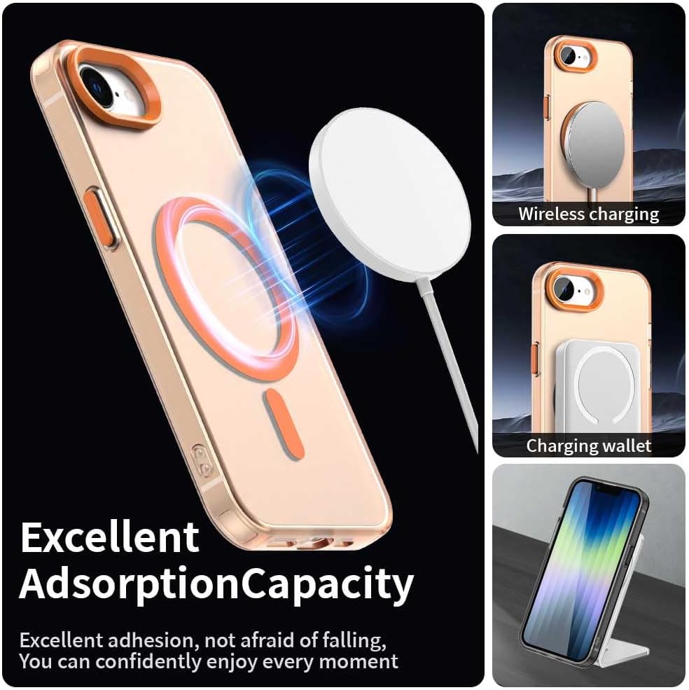TPU magnetic candy color mobile phone case for iPhone 16E, supports wireless charging, four-corner airbag protection, military anti-fall mobile phone case Red