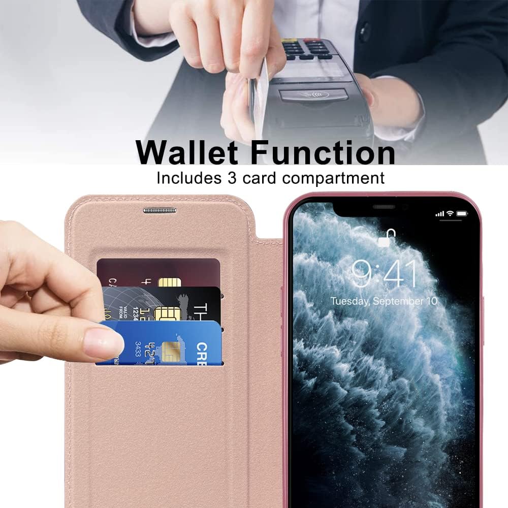 Wallet phone case suitable for iPhone 11 Pro max with [Credit Card Holder][RFID Blocking], compatible with magnetic wireless charging Blue