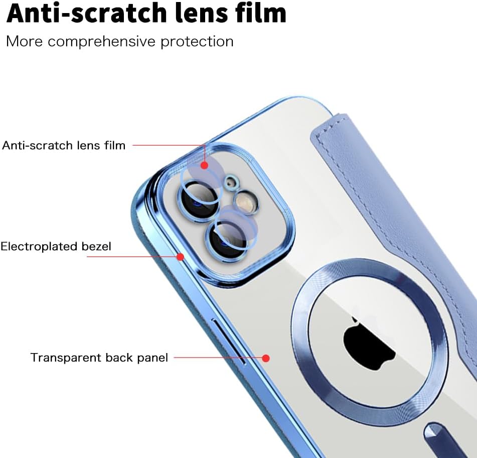 Wallet phone case suitable for iPhone 11 with [Credit Card Holder][RFID Blocking], compatible with magnetic wireless charging Green