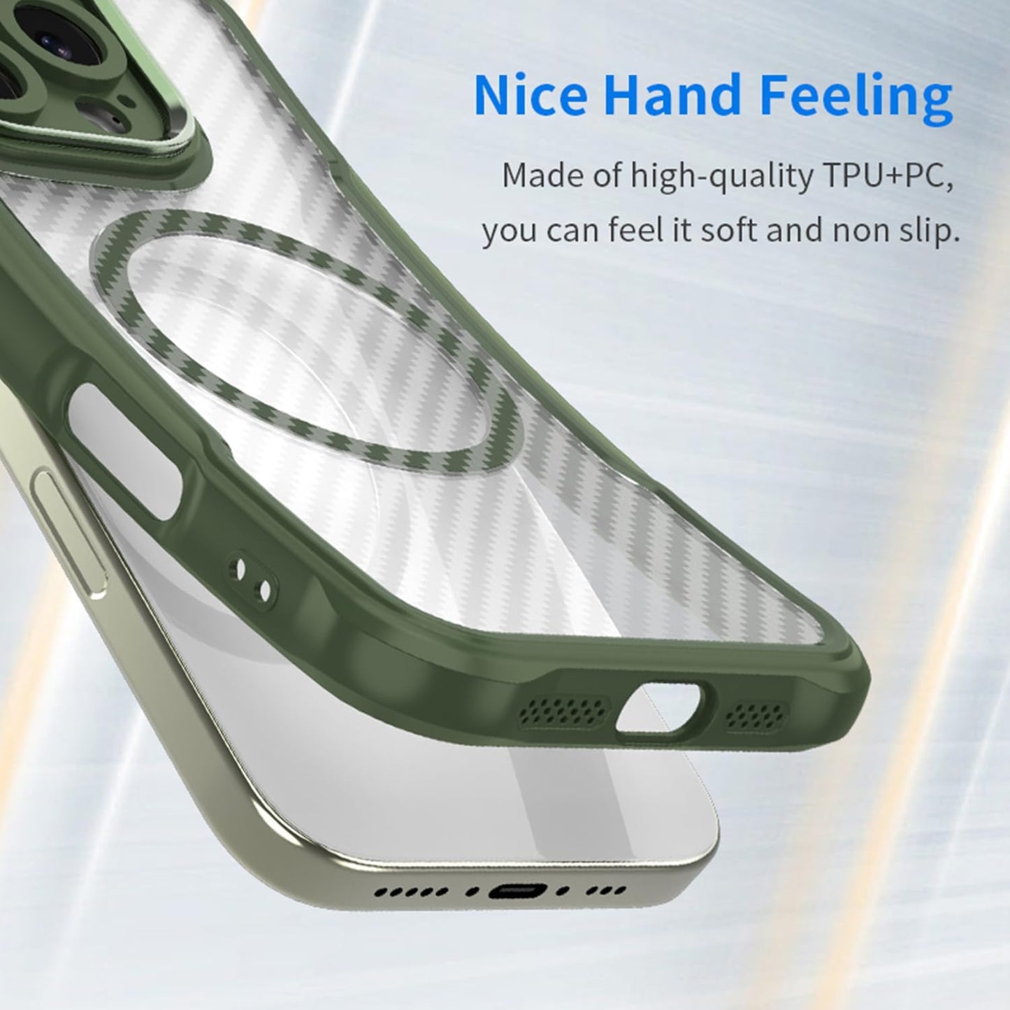 Magnetic carbon fibre case for iPhone 14 Pro, support wireless charging, carbon fibre shockproof slim case Black