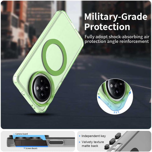 iTape TPU candy phone case for Xiaomi 14 Civi, supports wireless charging, four-corner airbag protection, military anti-fall phone case Green
