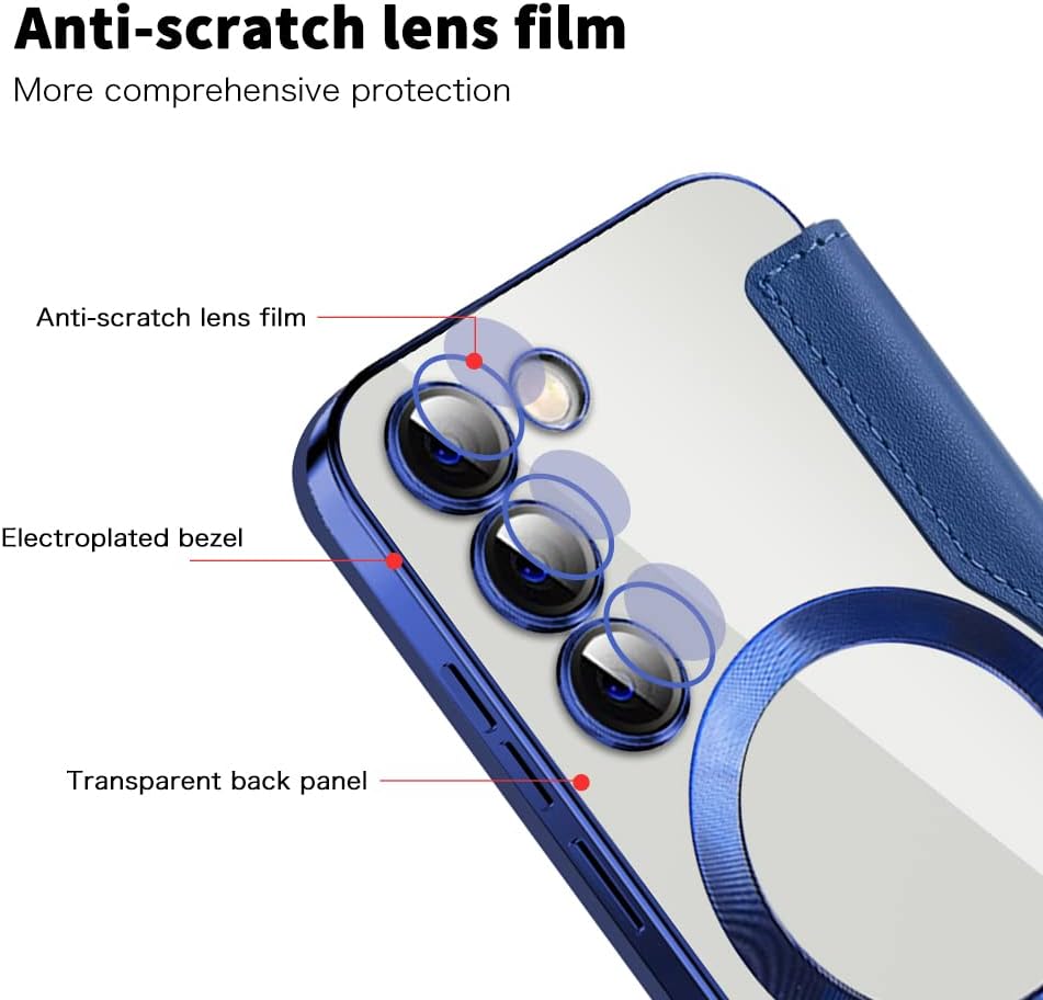 iTape Wallet phone case suitable for Samsung Galaxy S23 with [Credit Card Holder][RFID Blocking], compatible with magnetic wireless charging Green