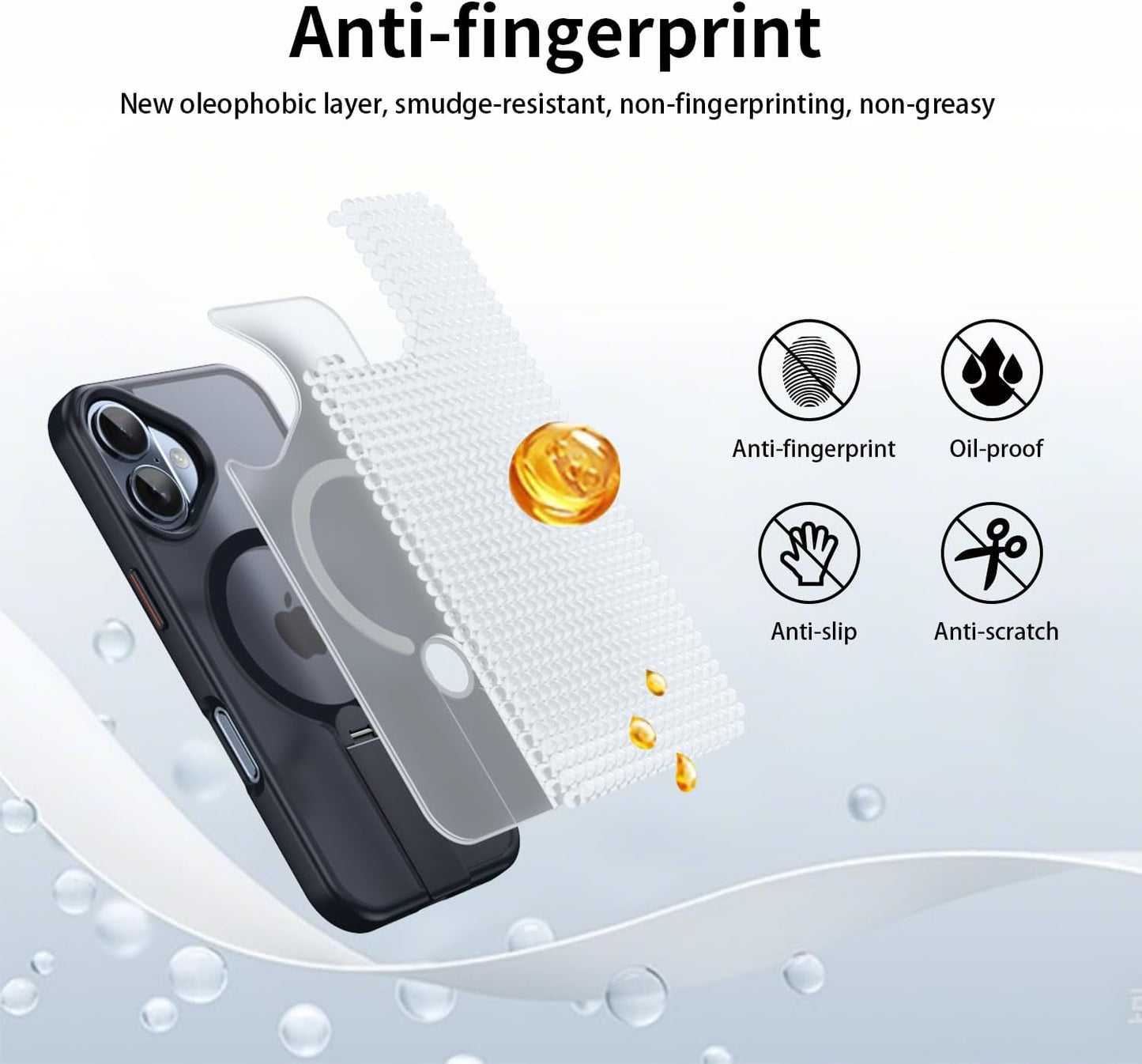 Magnetic phone case for iPhone 16, supports wireless charging, 360° rotating invisible bracket, military-grade anti-drop protection Blue