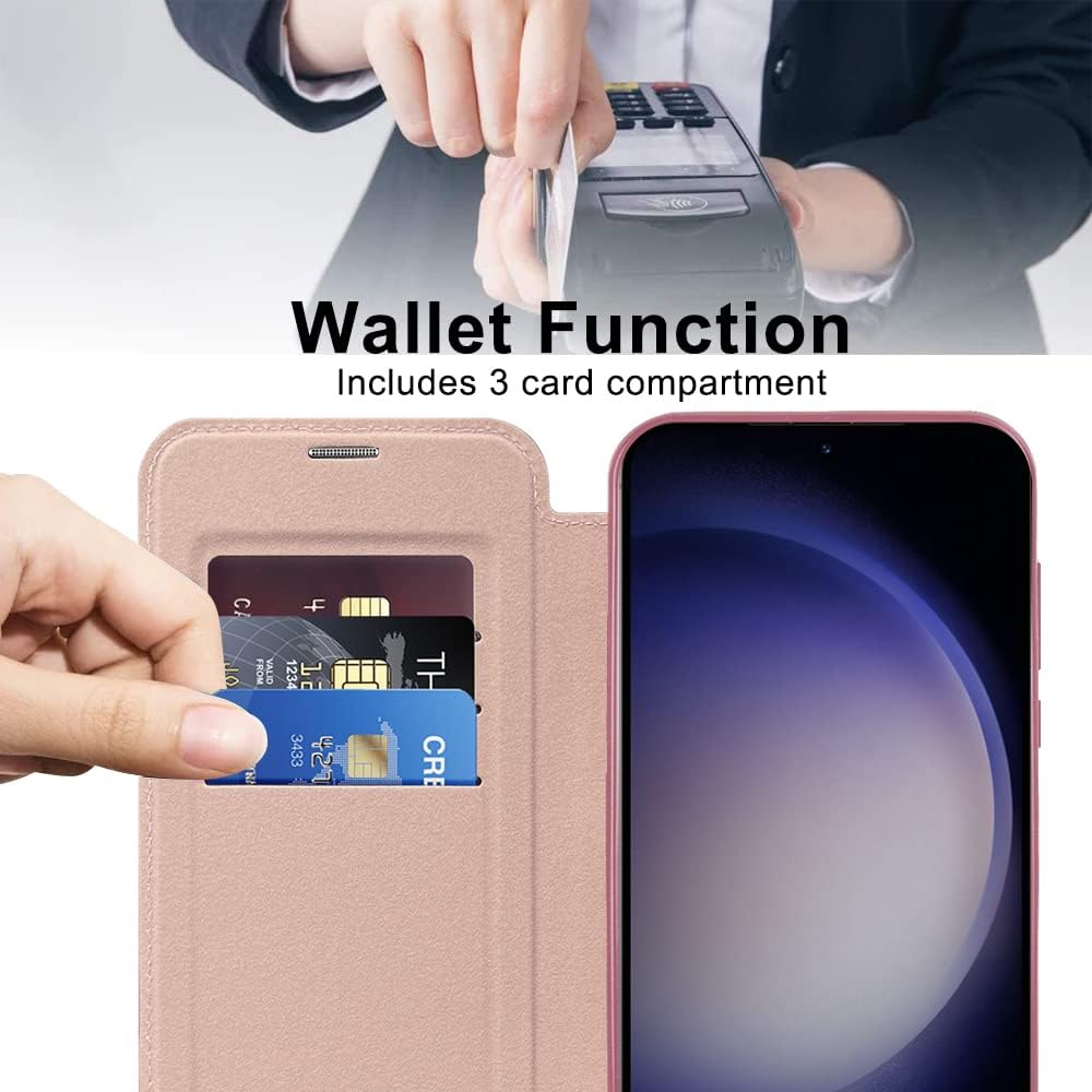 iTape Wallet phone case suitable for Samsung Galaxy S23 with [Credit Card Holder][RFID Blocking], compatible with magnetic wireless charging Green