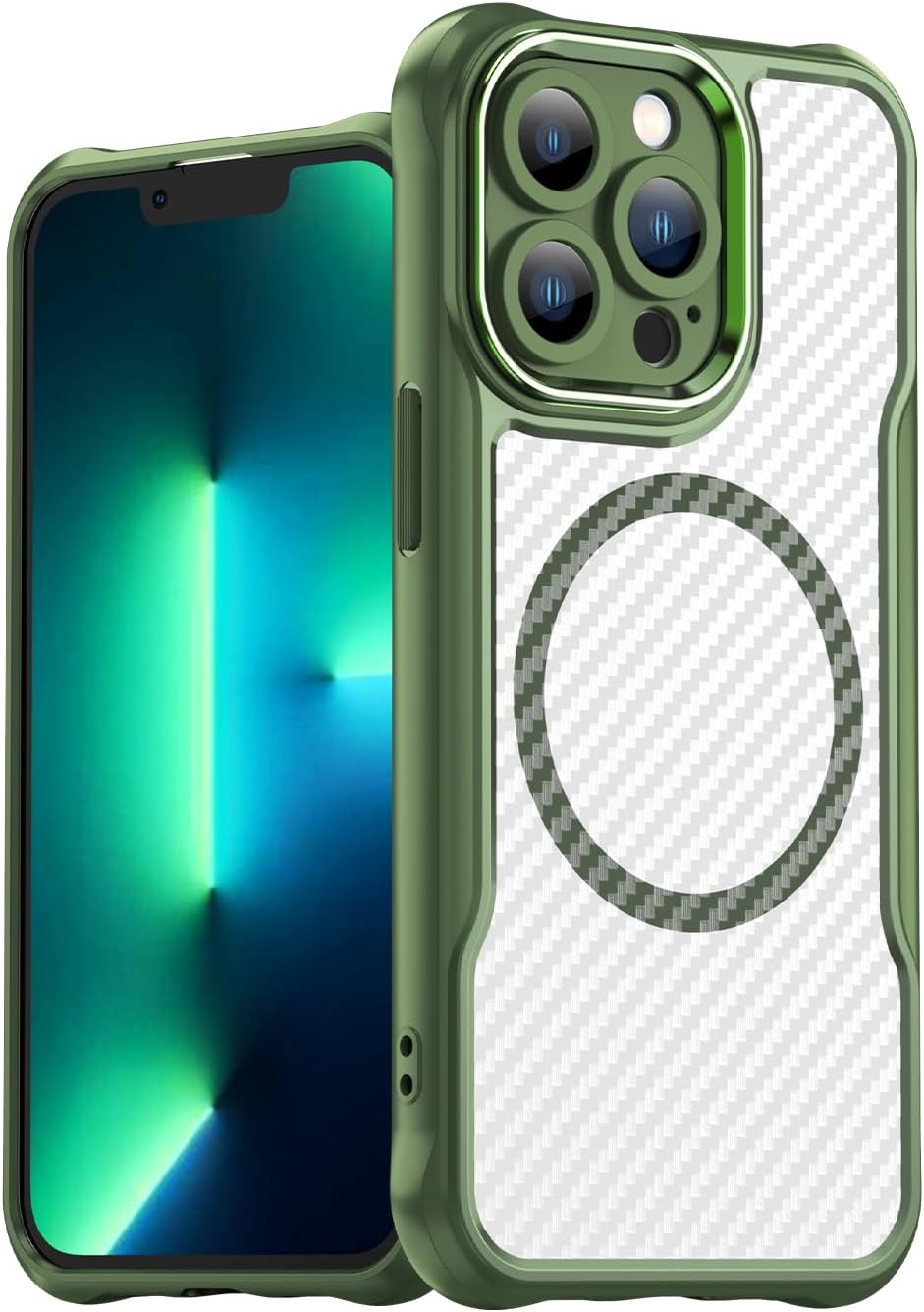 Magnetic carbon fibre case for iPhone 13 Pro, support wireless charging, carbon fibre shockproof slim case Purple