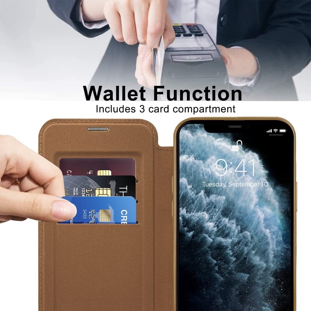 Wallet phone case suitable for iPhone 11 Pro max with [Credit Card Holder][RFID Blocking], compatible with magnetic wireless charging Blue