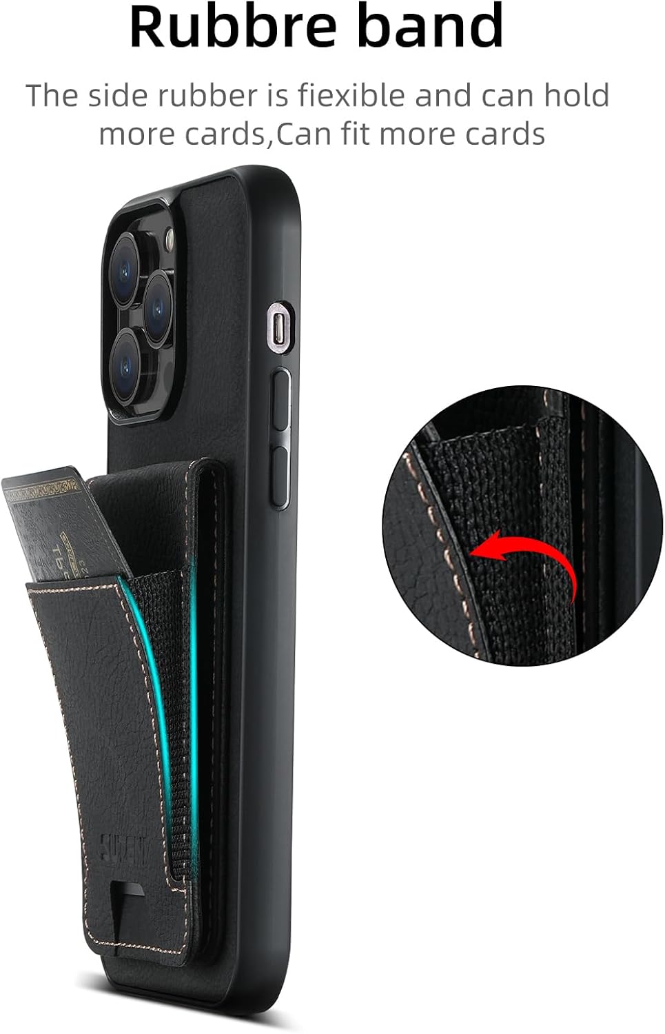 Litchi Texture Phone Case for iPhone 14 Pro max - Ultra-thin Simple Card Holder Phone Case with Stand Durable Buffer [Shockproof TPU Inner Shell] Brown