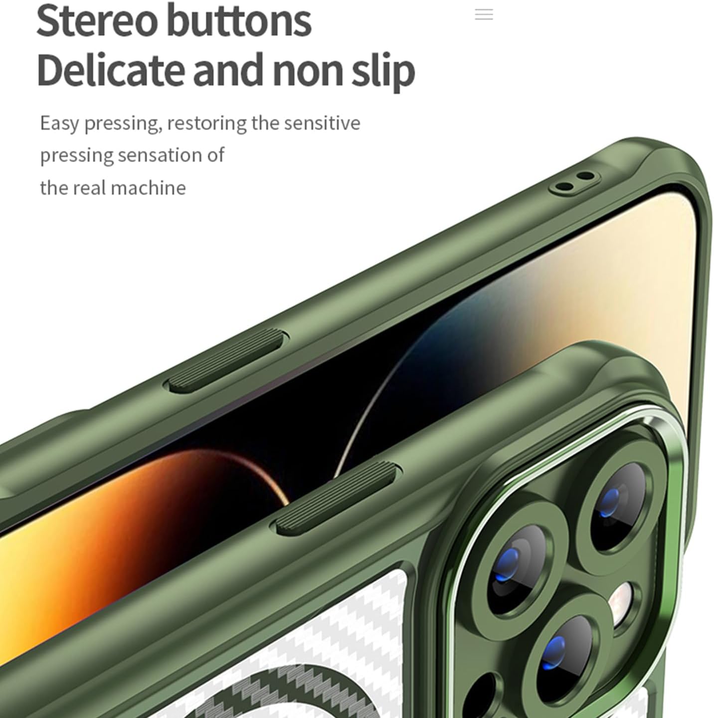 Magnetic carbon fibre case for iPhone 14 Pro, support wireless charging, carbon fibre shockproof slim case Black
