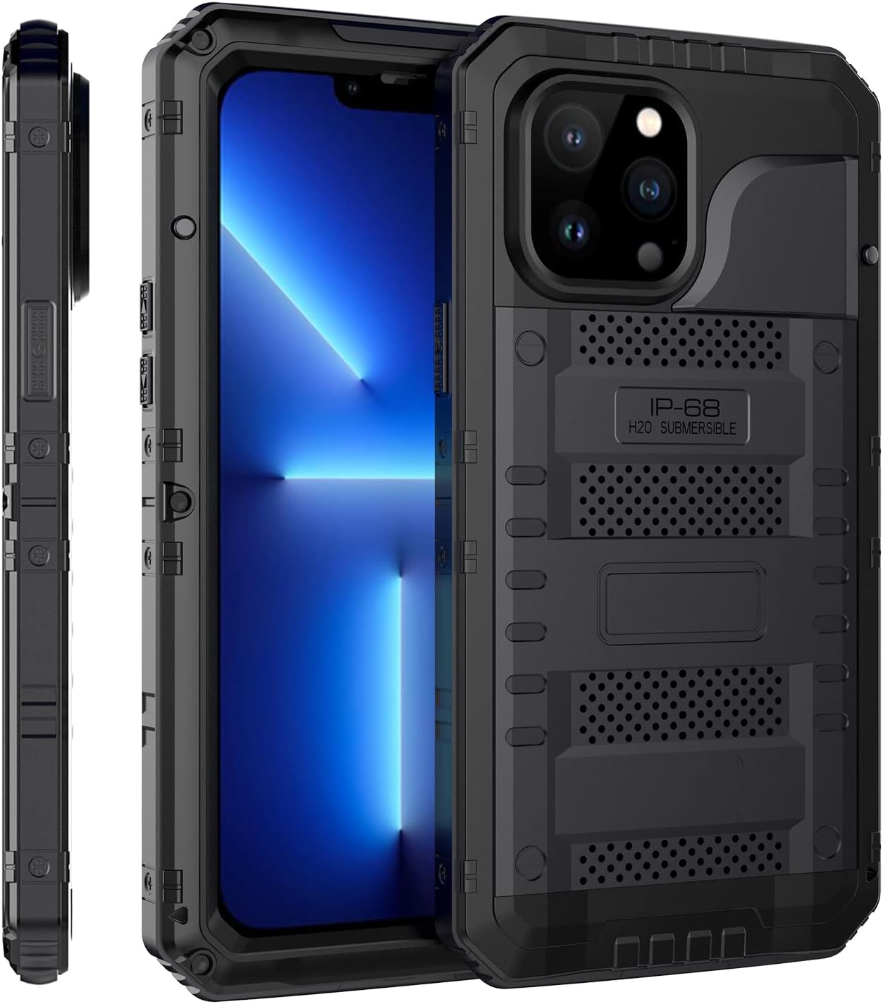 Case for iPhone 13 Pro max, 360° Waterproof IP68 Shockproof Hard Shell Metal Military Heavy Duty Rugged Protective Case for iPhone 13 Pro max Magnetic Wireless Charging Red