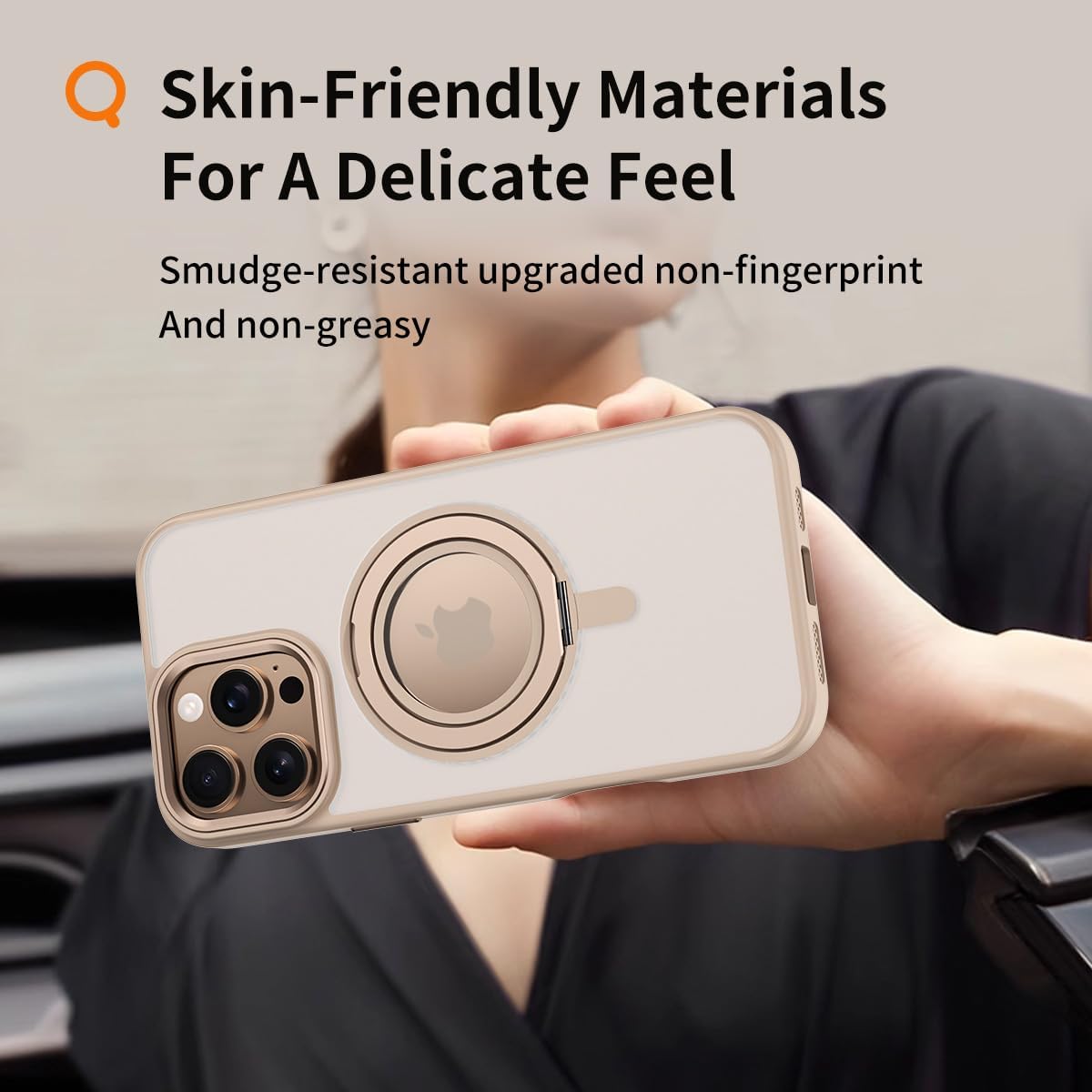Magnetic transparent mobile phone case for iPhone 16 Pro max, supports wireless charging, damping 360° magnetic bracket two-in-one, military-grade drop protection, car-mounted magnetic suction